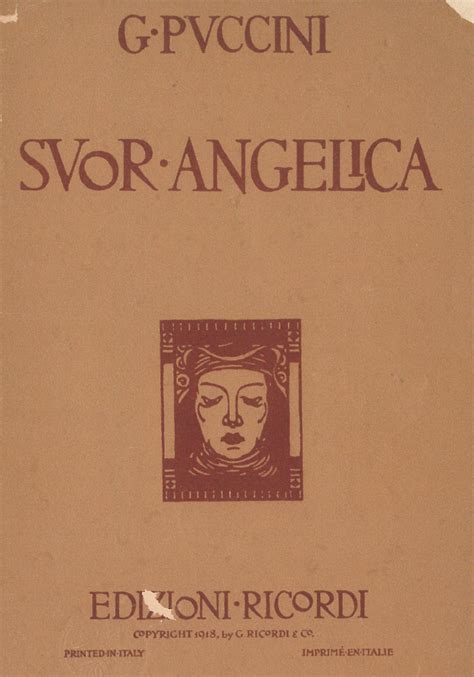 Copertina di libretto con un'illustrazione per Suor Angelica.