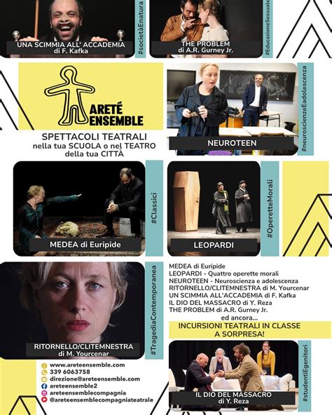 Grafica che illustra il calendario degli spettacoli teatrali con date e titoli.