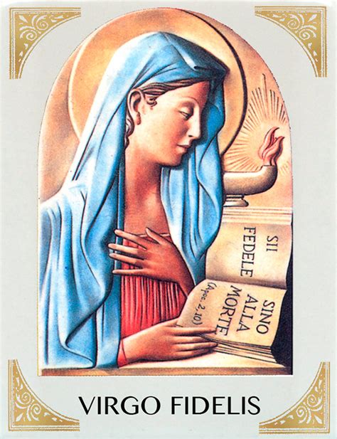 Iconografia artistica della Virgo Fidelis che legge le parole