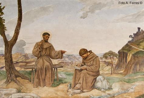 Illustrazione del Testamento di San Francesco, raffigurante l'incontro con i primi compagni e la vocazione evangelica