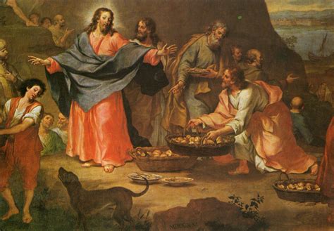 pittura raffigurante la moltiplicazione dei pani e dei pesci