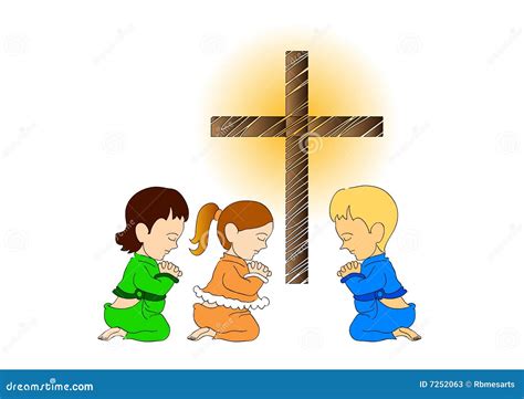 Illustrazione di bambini che pregano con Gesù