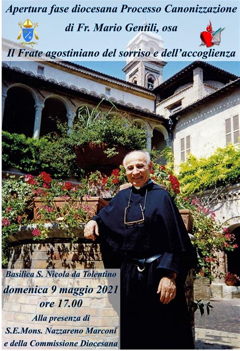 Ritratto di Fra Mario Gentili con il Santuario di San Nicola a Tolentino sullo sfondo