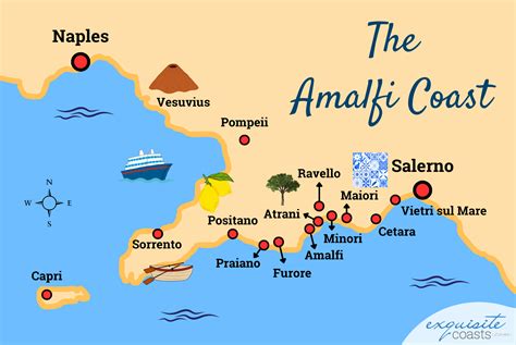Mappa della Costiera Amalfitana e della Campania, con Napoli, Scala, Liberi, Nocera dei Pagani