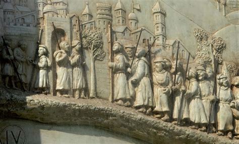 Illustrazione medievale di pellegrini in cammino verso Santiago