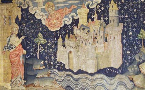 Visione artistica della Gerusalemme celeste, con le mura scintillanti, le porte di perla e la luce divina.