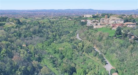 Veduta panoramica di Villaorba con campi e ville storiche