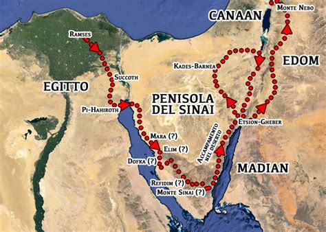 Mappa del viaggio di Israele nel deserto con Balaam e Balak