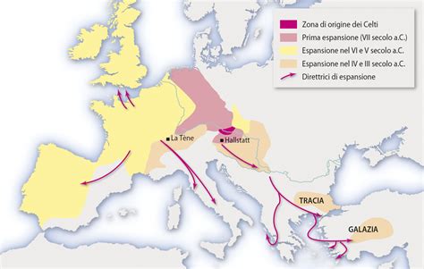 Mappa dell'espansione dei Celti in Europa e i territori del Samhain