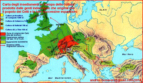 mappa delle migrazioni celtiche in Europa