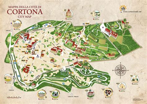 Mappa del centro storico di Cortona con l'ubicazione del Museo Diocesano
