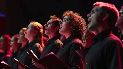 Coro che canta in una chiesa o sala concerto