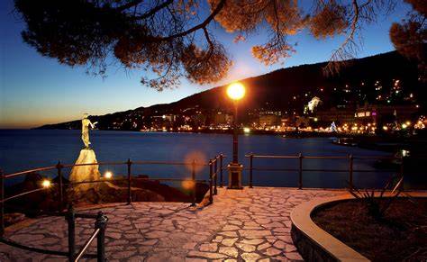 Mappa della Riviera di Opatija che illustra il percorso del lungomare da Volosko a Lovran