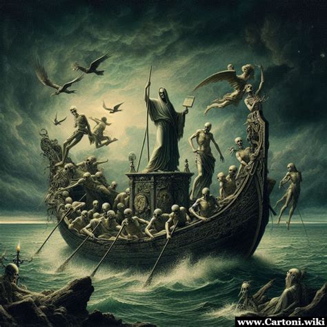 Illustrazione di Caronte che traghetta le anime