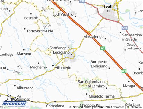 Mappa antica di Sant'Angelo Lodigiano con la posizione della Chiesa di San Bartolomeo e del fiume Lambro