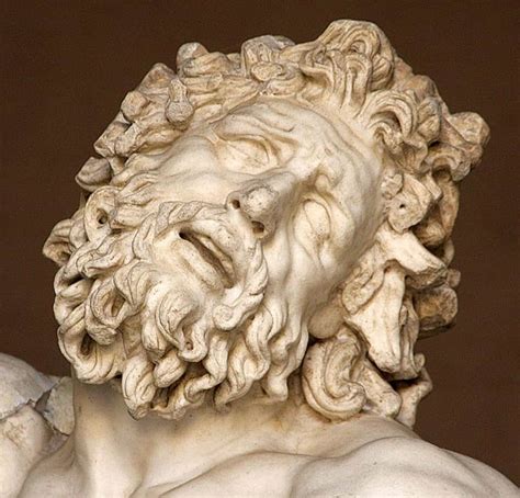 Dettaglio del volto tormentato di Laocoonte, scultura