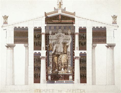 Ricostruzione artistica della Statua di Zeus a Olimpia all'interno del suo tempio