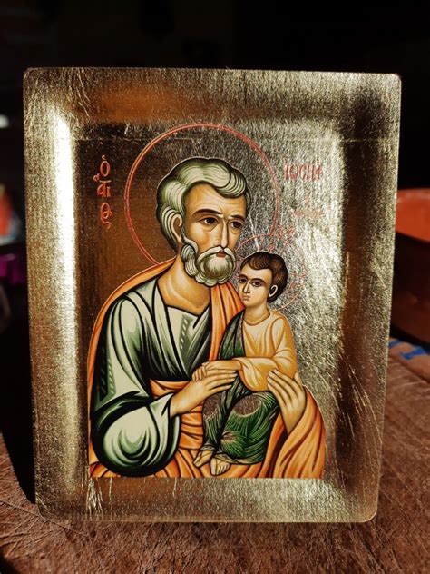 Icona o dipinto di San Giuseppe con Gesù Bambino.