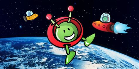 Bambini che esplorano lo spazio con la mascotte Paxi (ESA kids), infografica del sistema solare