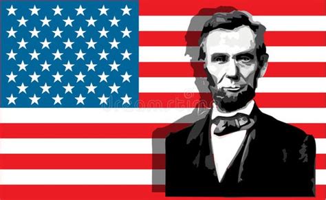 Ritratto di Abraham Lincoln con la bandiera americana sullo sfondo
