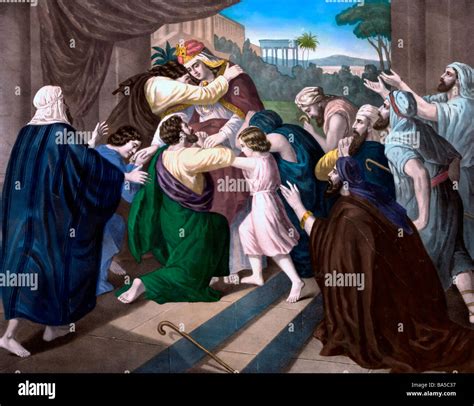 Dipinto biblico di Giuseppe che si rivela ai suoi fratelli in Egitto