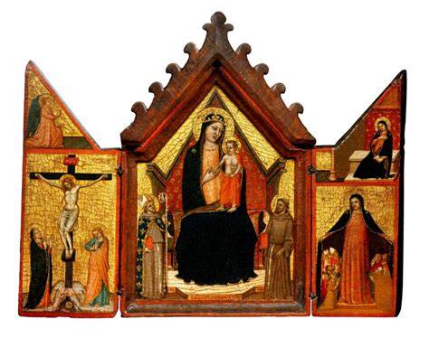 Trittico trecentesco di Angelo Puccinelli con figure monumentali
