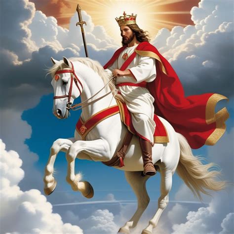 Gesù Cristo che ritorna su un cavallo bianco, seguito dagli eserciti celesti