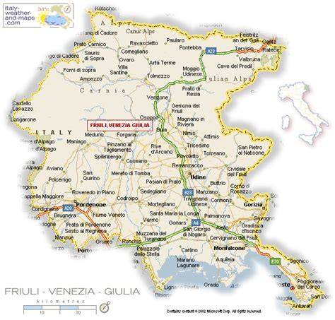 Mappa del Friuli-Venezia Giulia con evidenziata la provincia di Udine