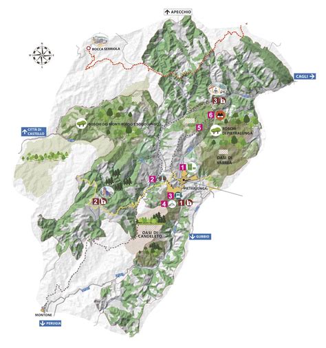 Mappa dell'Appennino Umbro-Marchigiano con evidenziata la località di Pietralunga