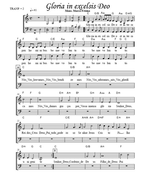 Spartito del canto Gloria in excelsis Deo o coro angelico