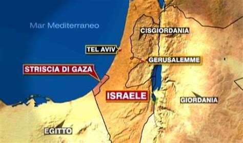 Cartina geografica della Striscia di Gaza e di Israele