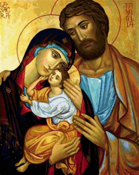 icona o dipinto di San Giuseppe con Gesù e Maria