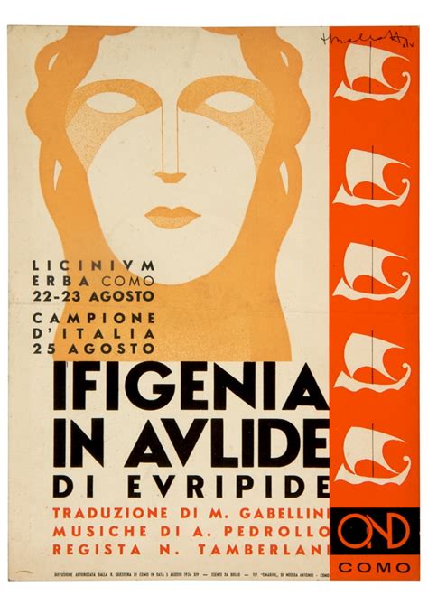 Locandina storica dell'opera Ifigenia in Aulide o illustrazione ispirata al mito di Ifigenia