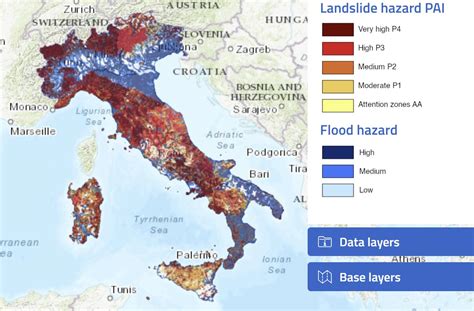 Mappa che mostra le aree a rischio frana nel territorio di Ogliastro Cilento