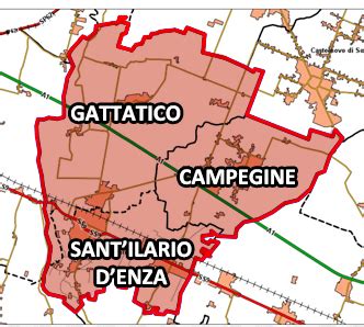 Mappa dei comuni di Bibbiano, Sant’Ilario, Campegine e Gattatico