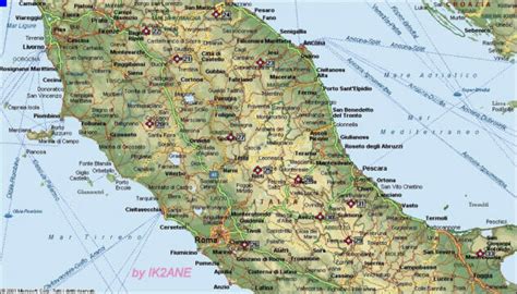 Cartina dell'Italia centrale con Rieti e Marino evidenziati