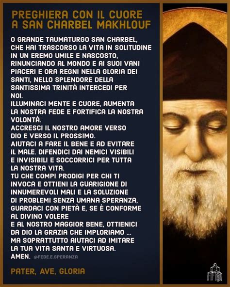 Ritratto di San Charbel in preghiera con le braccia aperte