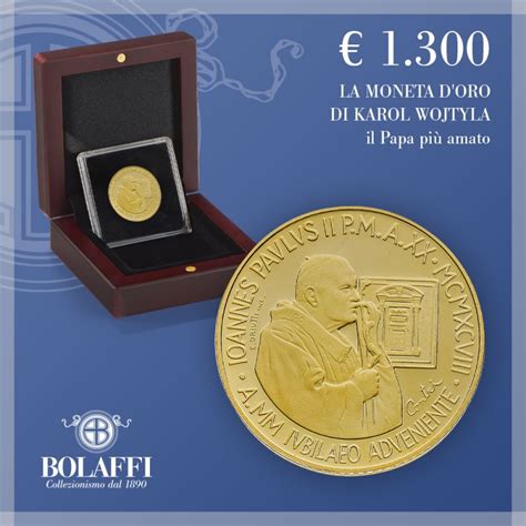 Moneta d'oro da 50.000 lire con l'effigie di Papa Giovanni Paolo II