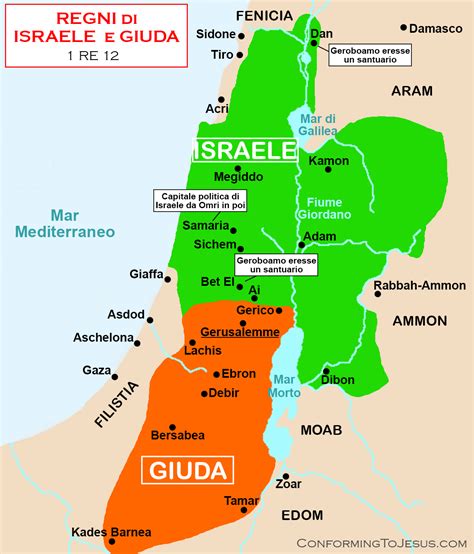 Mappa del Regno Unito di Israele sotto Davide e Salomone
