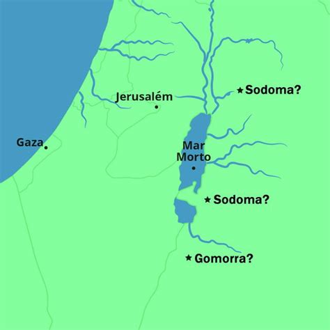 Mappa delle città bibliche di Sodoma e Gomorra e delle aree circostanti