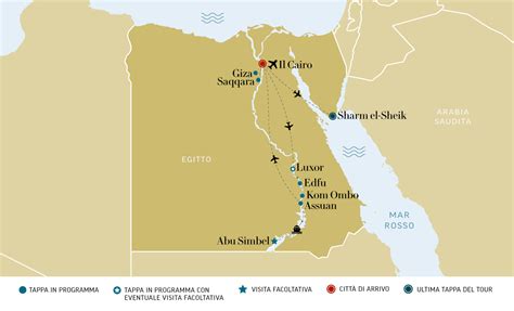 Mappa con i punti chiave: Egitto (Cairo), Italia (Roma) e Kenya (Nairobi)