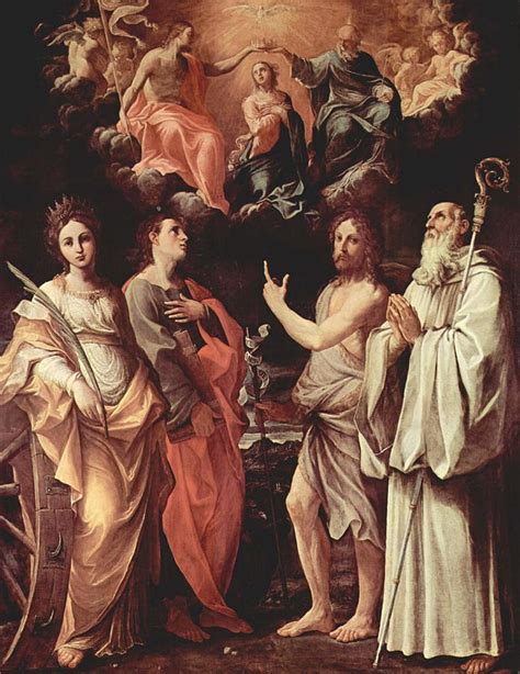 Incoronazione della Vergine con i SS. Giovanni Evangelista e Giovanni Battista, copia di Cesare Aretusi