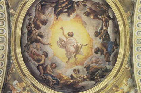 Dettaglio di un pennacchio della cupola di San Giovanni Evangelista a Parma, con un Evangelista