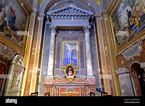 Interno della Cappella di San Sebastiano con decorazioni ottocentesche