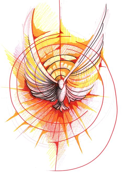 Illustrazione dei simboli della Cresima (colomba, fiamma, olio crisma)