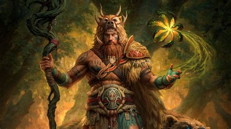 Illustrazione di un Deiforme del Bosco druido in un ambiente forestale di Pillars of Eternity