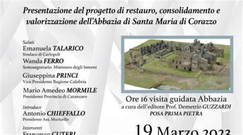 Infografica o schema del progetto di restauro dell'Abbazia di Corazzo