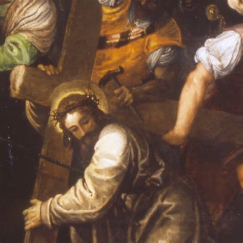 dettaglio del volto di Cristo nella Salita al Calvario di Licinio