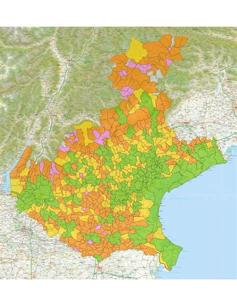 Mappa del Veneto con indicazioni delle aree vinicole di Valpolicella e Val d'Illasi