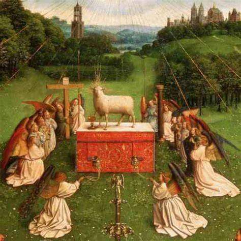 Schema che illustra il passaggio dal sacrificio dell'agnello nel Tempio all'Eucaristia come nuovo sacrificio di Cristo